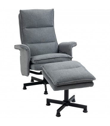 HOMCOM Swivel Recliner Chair w/Footstool Massage Points Remote Control Grey