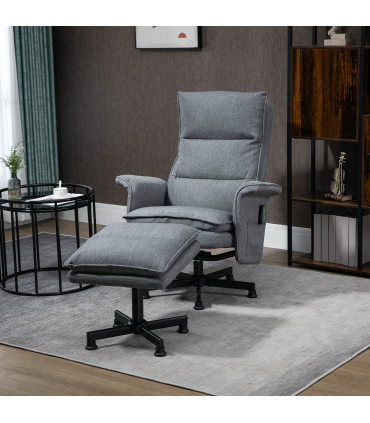 HOMCOM Swivel Recliner Chair w/Footstool Massage Points Remote Control Grey
