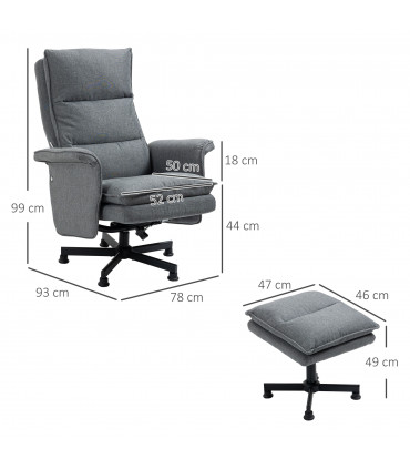 HOMCOM Swivel Recliner Chair w/Footstool Massage Points Remote Control Grey