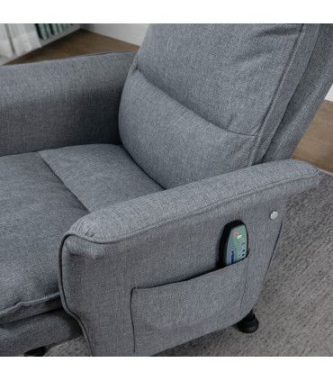 HOMCOM Swivel Recliner Chair w/Footstool Massage Points Remote Control Grey