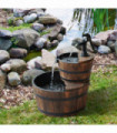 Wooden Water Pump Fountain, 2 Tier-Fir Wood/Steel