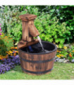 Wood Barrel Pump Patio Water Fountain Water Feature Electric Garden