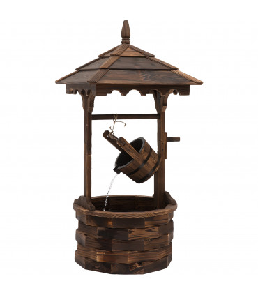 Fir Wood Outdoor Garden Decor Wishing Well Waterfall