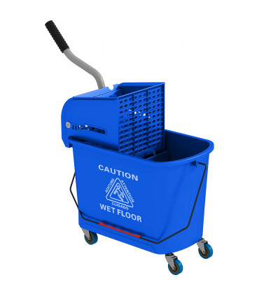 HOMCOM 20L Mop Bucket with Wringer Handle on Wheels for Floor Cleaning Blue