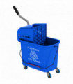HOMCOM 20L Mop Bucket with Wringer Handle on Wheels for Floor Cleaning Blue