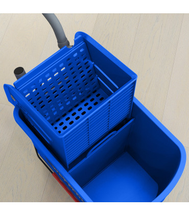 HOMCOM 20L Mop Bucket with Wringer Handle on Wheels for Floor Cleaning Blue