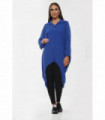 High-Low Oversized Button Long Top Shirt Dress with Hem and Long Sleeves