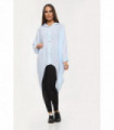 High-Low Oversized Button Long Top Shirt Dress with Hem and Long Sleeves