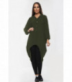 High-Low Oversized Button Long Top Shirt Dress with Hem and Long Sleeves