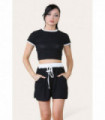 Ribbed Contrast Waistband Top and Short Set