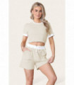 Ribbed Contrast Waistband Top and Short Set