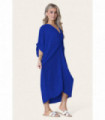 Womens V-Neck Tie Knotted Twisted Front Oversized Longline Midi Dress