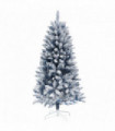 HOMCOM 5 Foot Artificial Blue Snow Flocked Christmas Tree with Hinged Branches