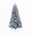 HOMCOM 6 Foot Artificial Blue Snow Flocked Christmas Tree with Hinged Branches