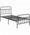 HOMCOM 3ft Metal Single Platform Bed Frame w/ Underbed Storage Headboard Black