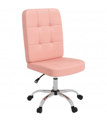 Faux Leather Home Office Chair with Adjustable Height, Pink