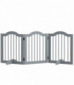 PawHut Freestanding Pet Gate Barrier 3 Pannel w/ Support Feet Light Grey