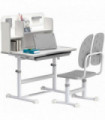AIYAPLAY Kids Desk and Chair Set w/ Tiltable Desktop Reading Rack - Grey