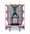 HOMCOM 4.6FT/75" Kids Trampoline with Safety Enclosure, Indoor Outdoor, Pink