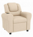 HOMCOM Kids Recliner Chair with Adjustable Backrest and Footrest, Beige