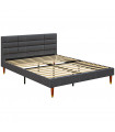 HOMCOM 5ft Upholstered King Bed Frame w/ Wooden Slat No Box Spring Needed