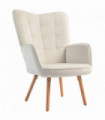 HOMCOM Accent Chair Velvet-Touch Tufted Wingback Armchair, Cream White