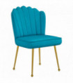 HOMCOM Velvet-Feel Shell Accent Chair Home Bedroom Lounge Metal Legs Blue