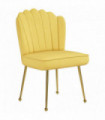 HOMCOM Velvet-Feel Shell Accent Chair Home Bedroom Lounge Metal Legs Yellow