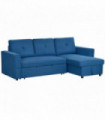 HOMCOM 3 Seater Sofa Bed, Convertible Pull Out Sofa with Storage, Dark Blue