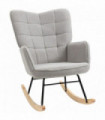 HOMCOM Wingback Rocking Chair for Nursing w/ Steel Frame Light Grey