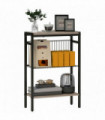 HOMCOM Side Table with Storage, Small Table for Living Room, Bedroom, Grey