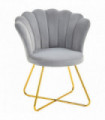 HOMCOM Accent Chair, Velvet Armchair with Lotus Backrest, Steel Legs, Grey