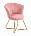 HOMCOM Accent Chair, Velvet Armchair with Lotus Backrest, Steel Legs, Pink