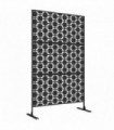 Outsunny 6.5FT Metal Outdoor Privacy Screen Panel w/ Stand, Grid Style