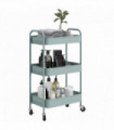 HOMCOM 3 Tier Rolling Utility Cart with 3 Mesh Basket, Light Blue