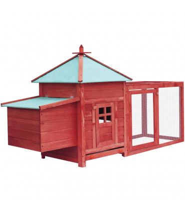 Chicken Coop with Nest Box Red 193x68x104 cm Solid Firwood