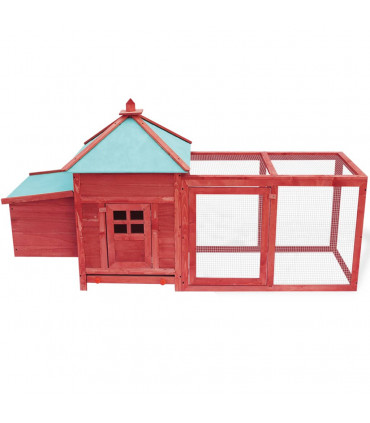 Chicken Coop with Nest Box Red 193x68x104 cm Solid Firwood
