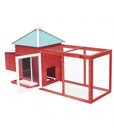 Chicken Coop with Nest Box Red 193x68x104 cm Solid Firwood