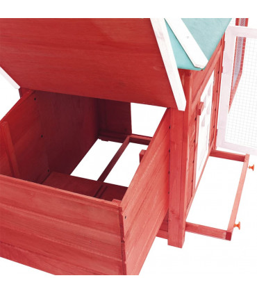 Chicken Coop with Nest Box Red 193x68x104 cm Solid Firwood