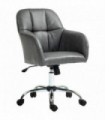 HOMCOM Computer Desk Chair with PU Leather, Swivel Wheels, Grey