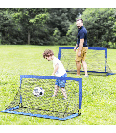 HOMCOM Football Goal Folding Outdoor with All Weather Net 6'x3' Blue