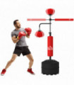 HOMCOM 3-in-1 Punching Bag with 2 Speedballs, 360° Reflex Bar, Red