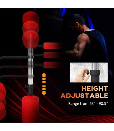 HOMCOM 3-in-1 Punching Bag with 2 Speedballs, 360° Reflex Bar, Red