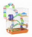 Pawhut 5 Tier Hamster Cage Carrier Habitat w/ Exercise Wheels, Orange