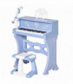 Baby Piano 37 Key Keyboard Battery Kids Microphone Stool Educational Game Blue