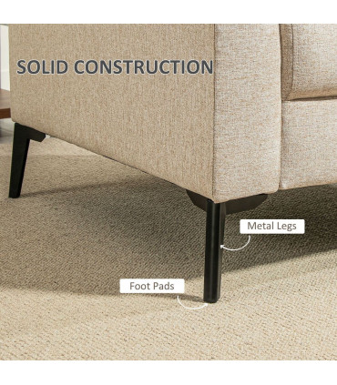 HOMCOM Linen Fabric Modern Accent Chair with Metal Legs, Wood Frame, Beige