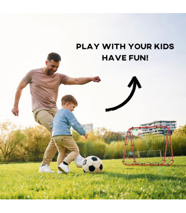 HOMCOM Rebounder Net Football Target Goal with Adjustable Angles, Red