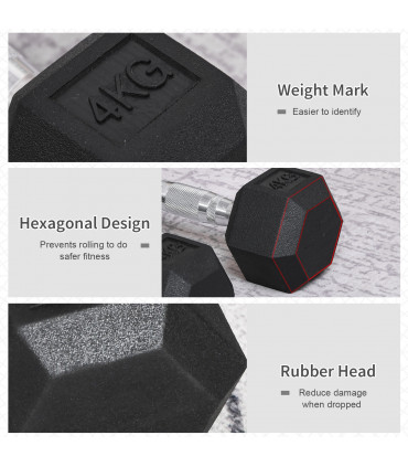 Hexagonal Dumbbells Kit Weight Lifting Exercise for Home Fitness 2x4kg HOMCOM