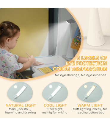 Kids Study Desk and Chair Set w/ USB Lamp, Adjustable Height - Grey - MDF - 50CM