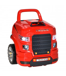 Kids Truck Engine Toy Set w/ Horn, Light, Car Key for 3-5 Years Old Red